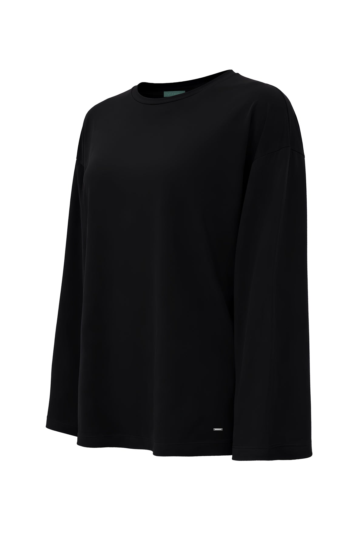 Kadın Siyah Lyocell Oversize 3/4 T-Shirt-SFWTI0022
