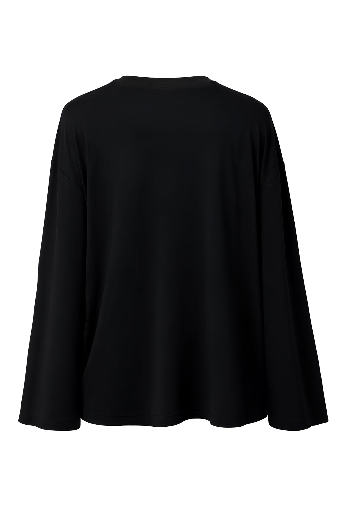 Kadın Siyah Lyocell Oversize 3/4 T-Shirt-SFWTI0022