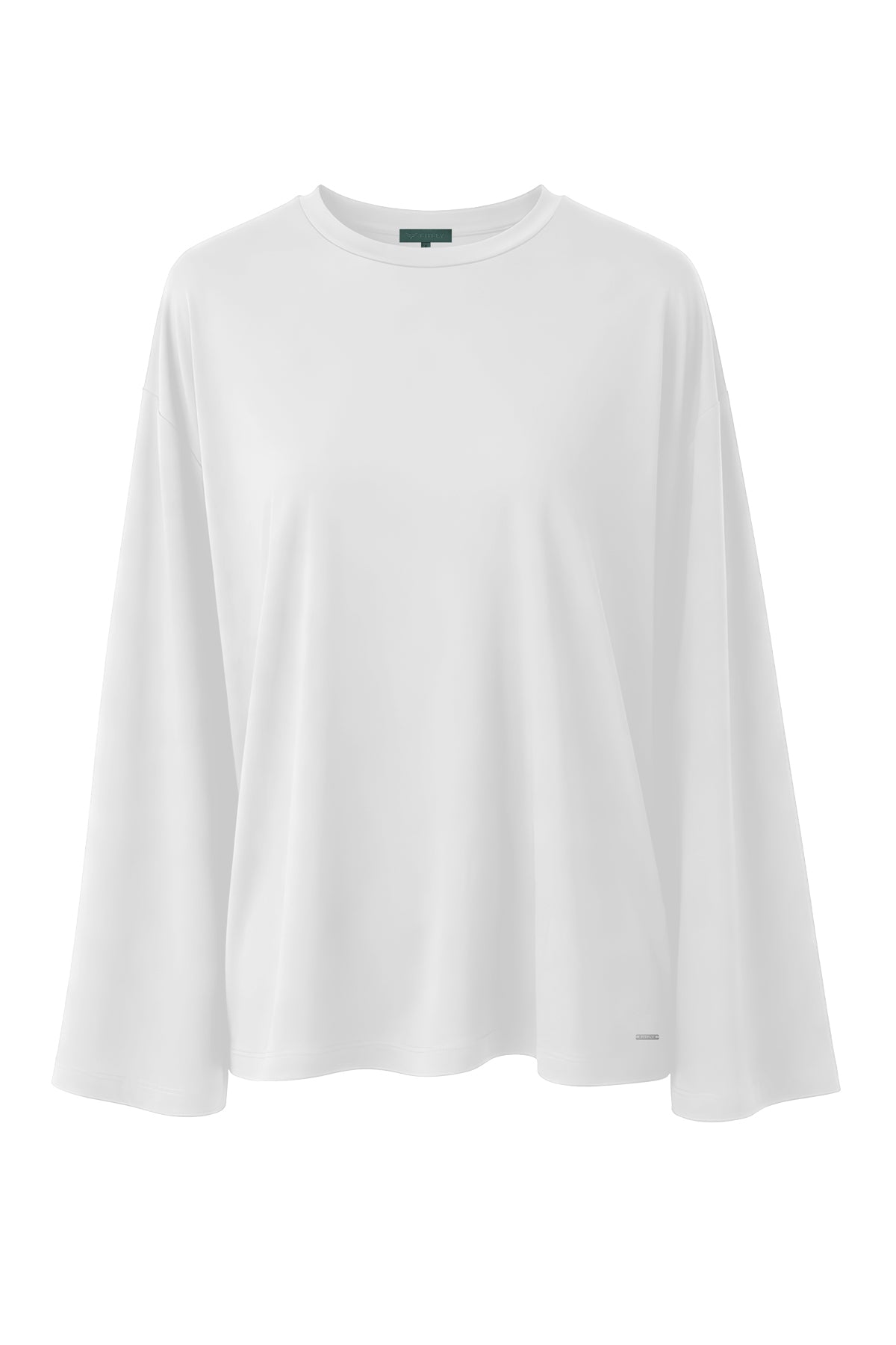 Kadın Beyaz Lyocell Oversize 3/4 T-Shirt-SFWTI0022