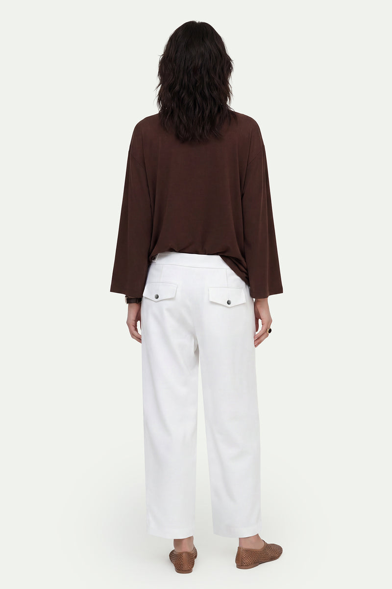 Kadın Kahverengi Lyocell Oversize 3/4 T-Shirt-SFWTI0022