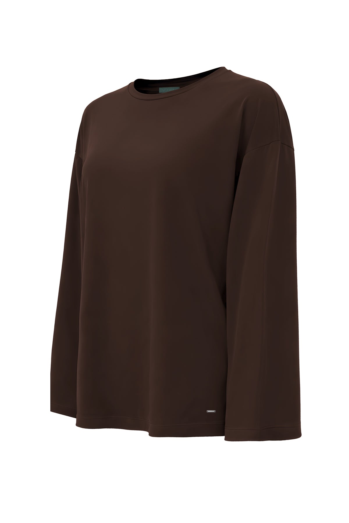 Kadın Kahverengi Lyocell Oversize 3/4 T-Shirt-SFWTI0022