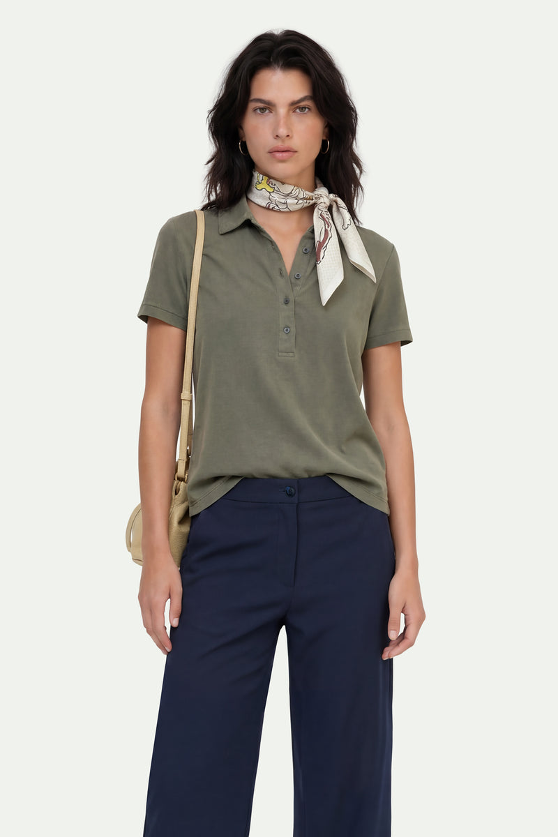 Kadın Açık Yeşil Lyocell T-shirt-SFWTI0038