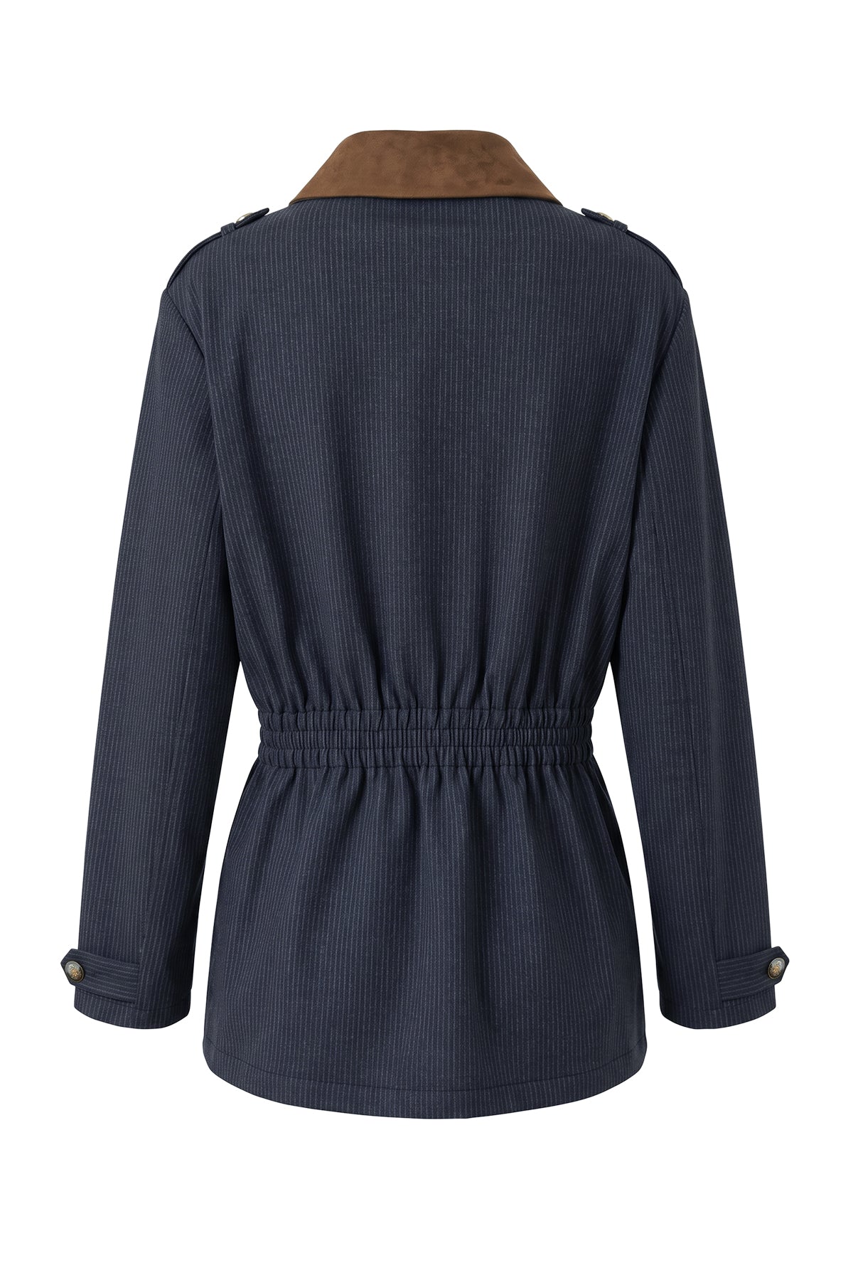 Kadın Çizgili Denim Görünümlü Lastik Belli Ceket-WFWCE0035