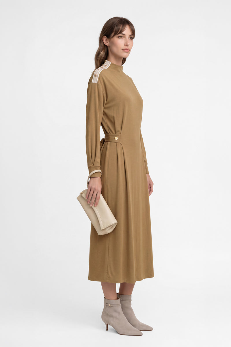 Kadın Camel Lyocell Elbise-WFWEL0119