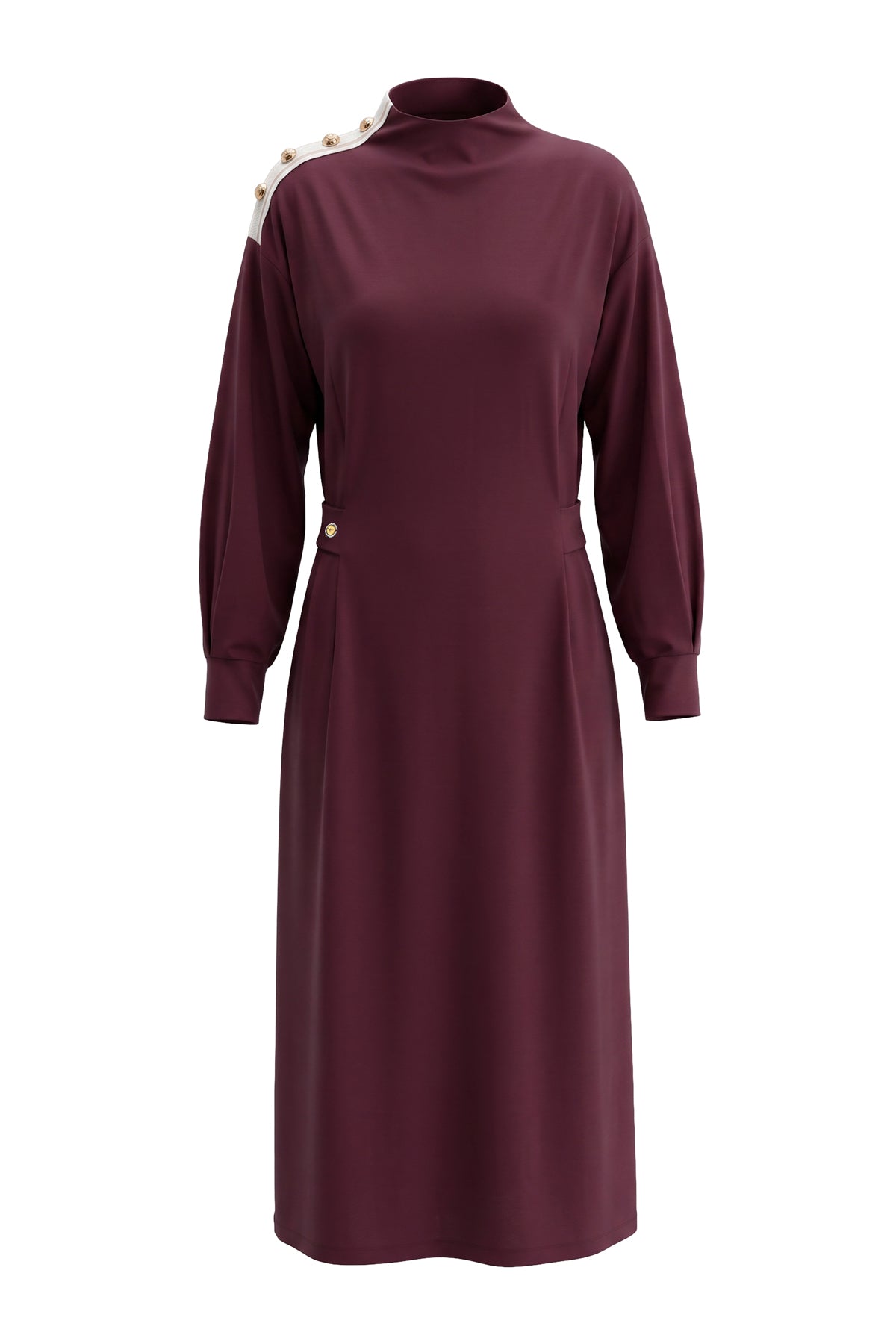 Kadın Bordo Lyocell Elbise-WFWEL0119