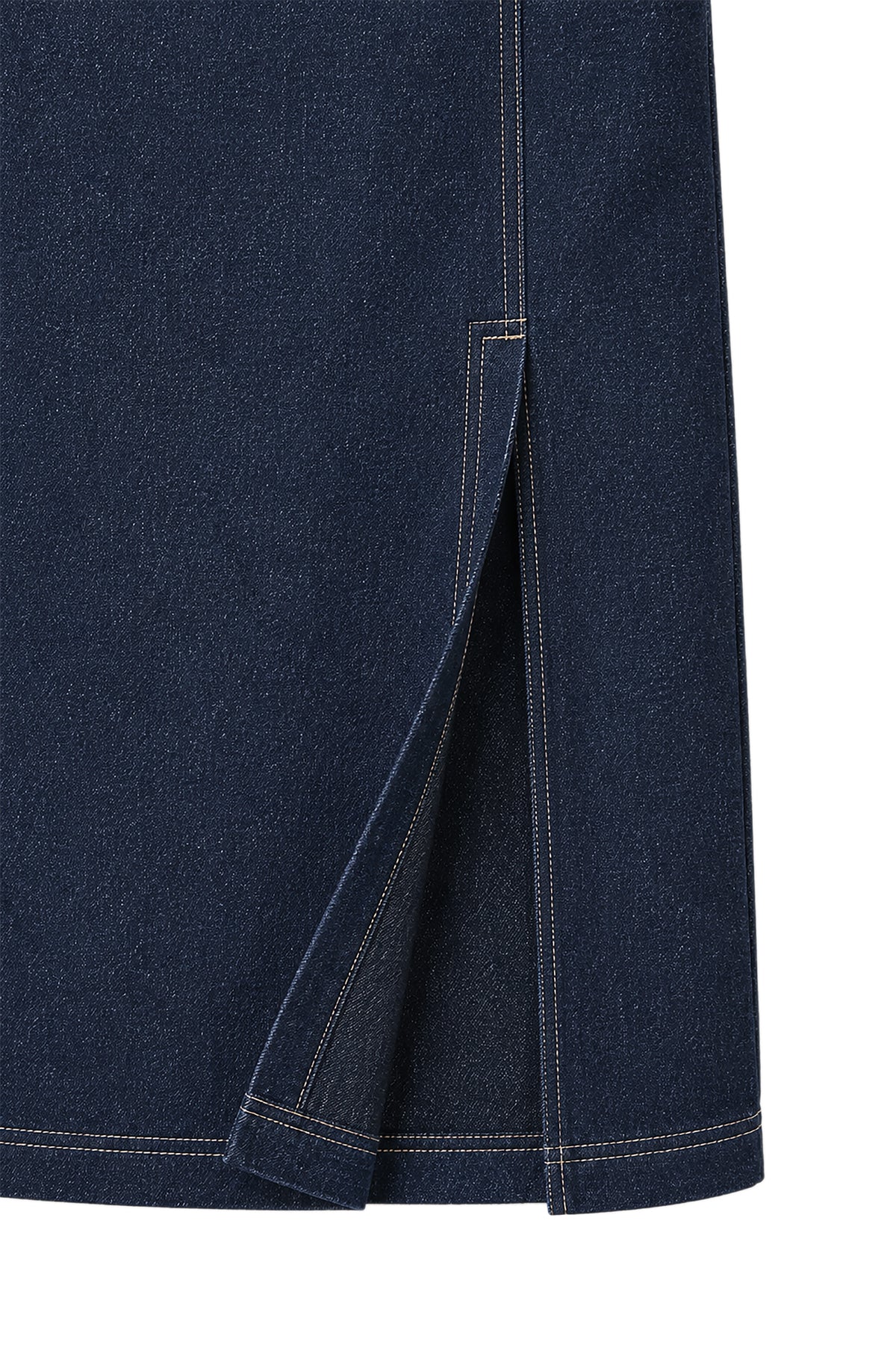 Kadın Mavi Denim Görünümlü Yırtmaçlı Maxi Etek-WFWET0085