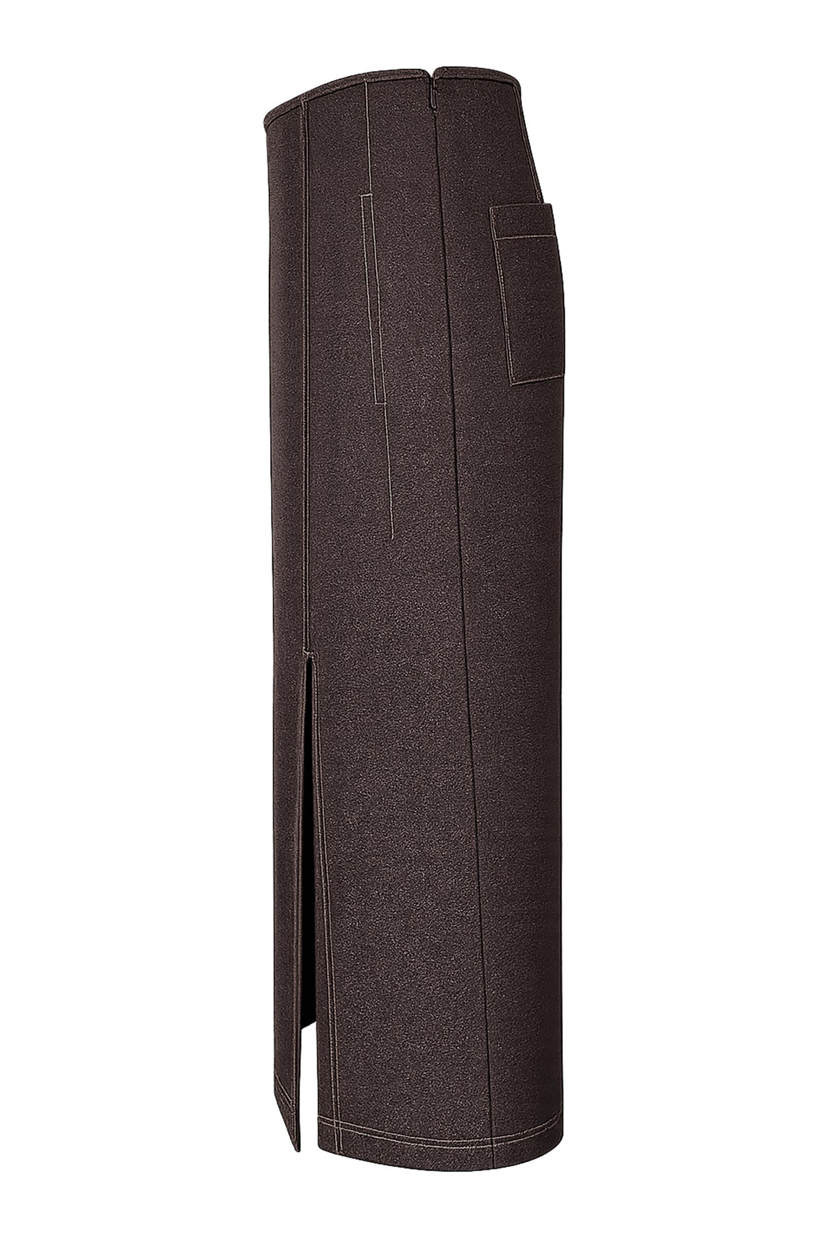 Kadın Kahverengi Denim Görünümlü Yırtmaçlı Maxi Etek-WFWET0085
