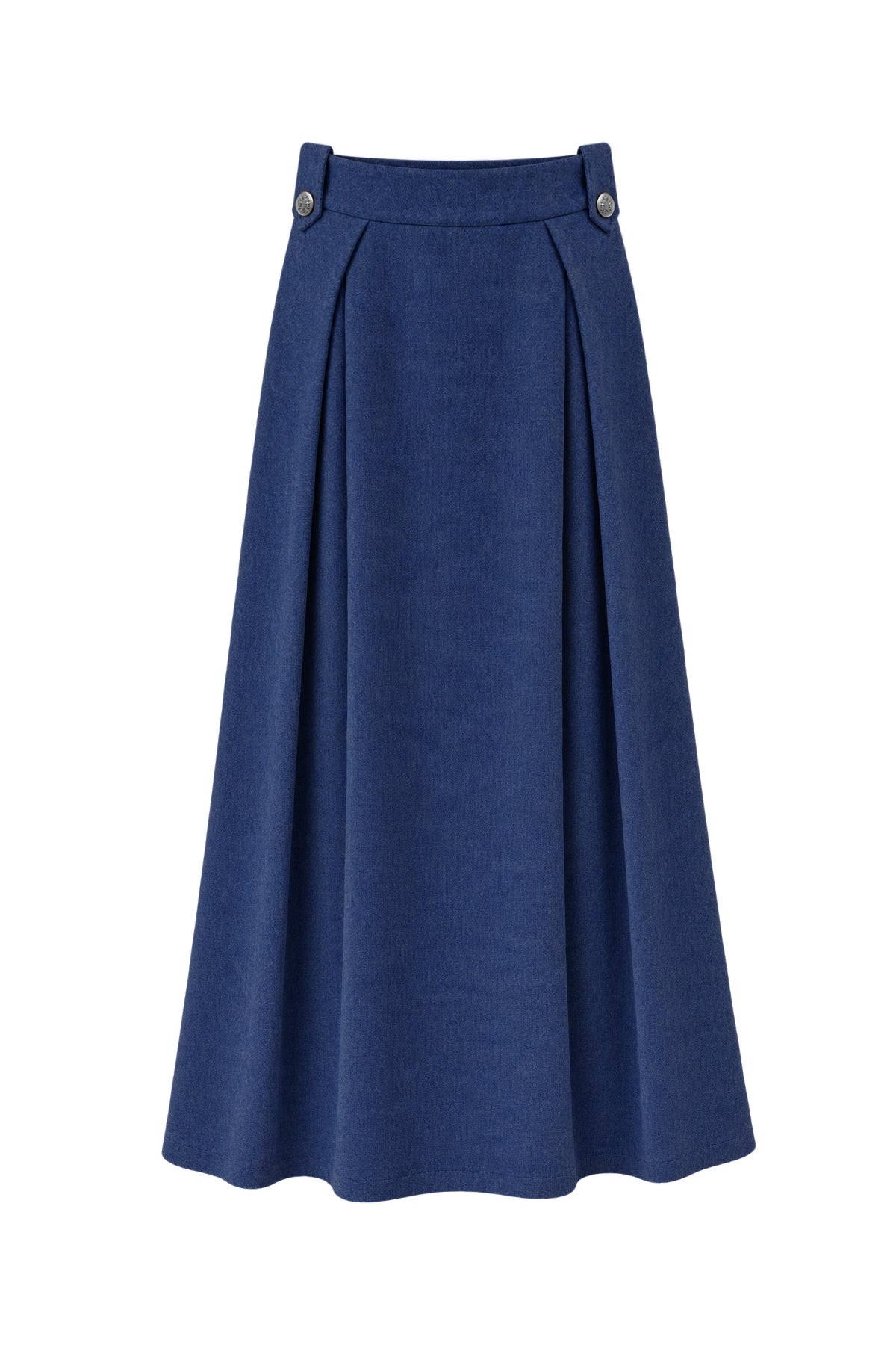 Kadın Lacivert Denim Melanj Yün Dokulu Etek-WFWET0103