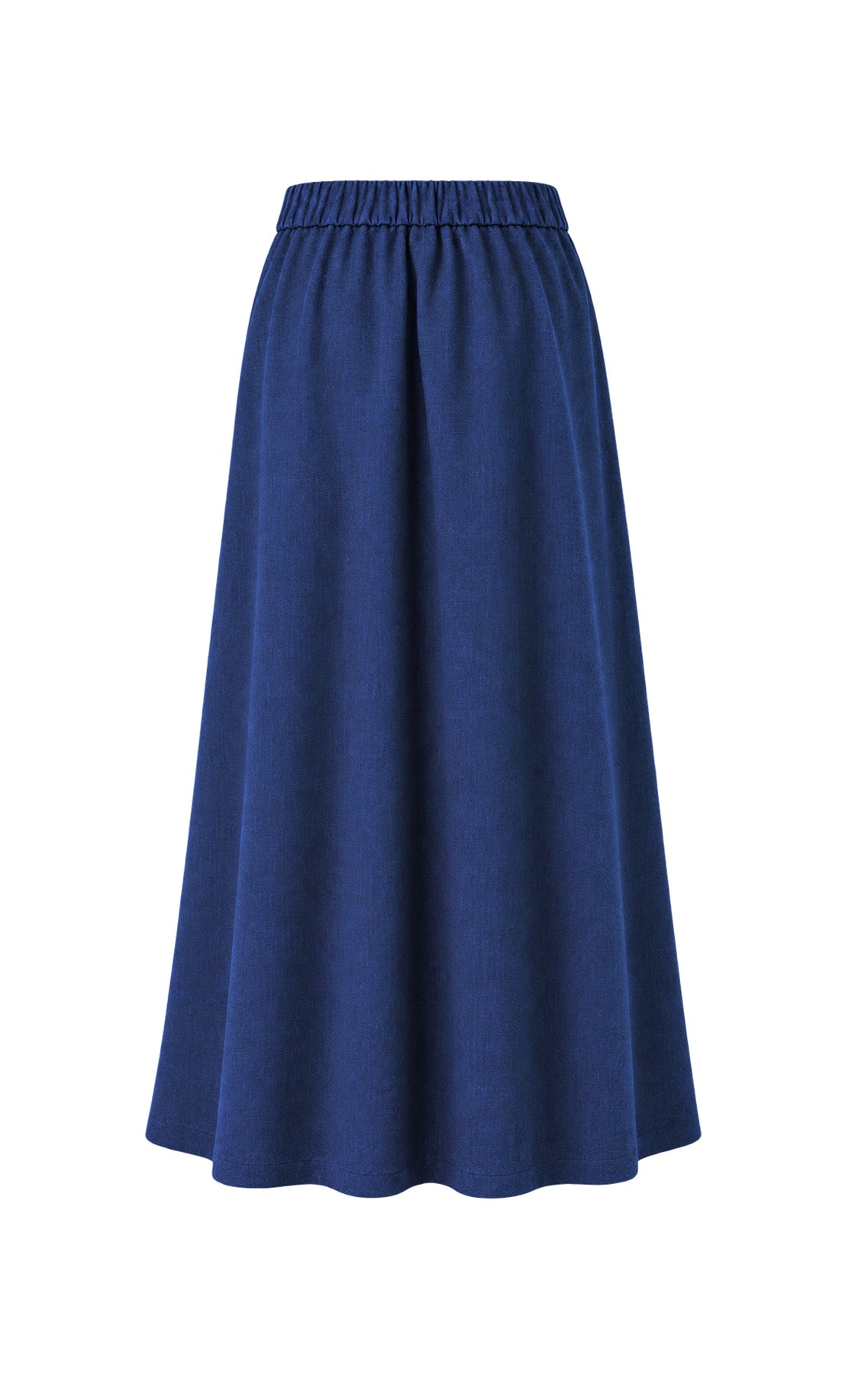 Kadın Lacivert Denim Melanj Yün Dokulu Etek-WFWET0103