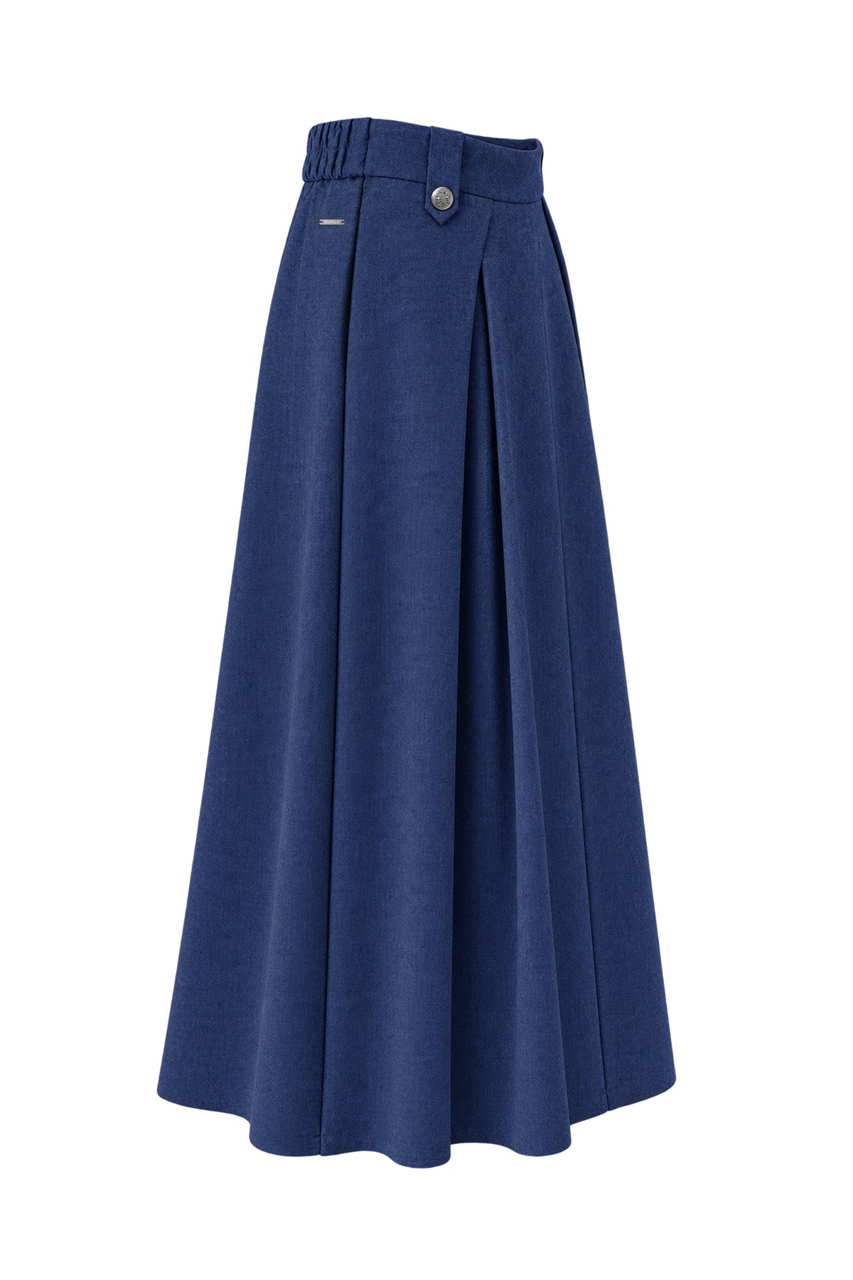 Kadın Lacivert Denim Melanj Yün Dokulu Etek-WFWET0103
