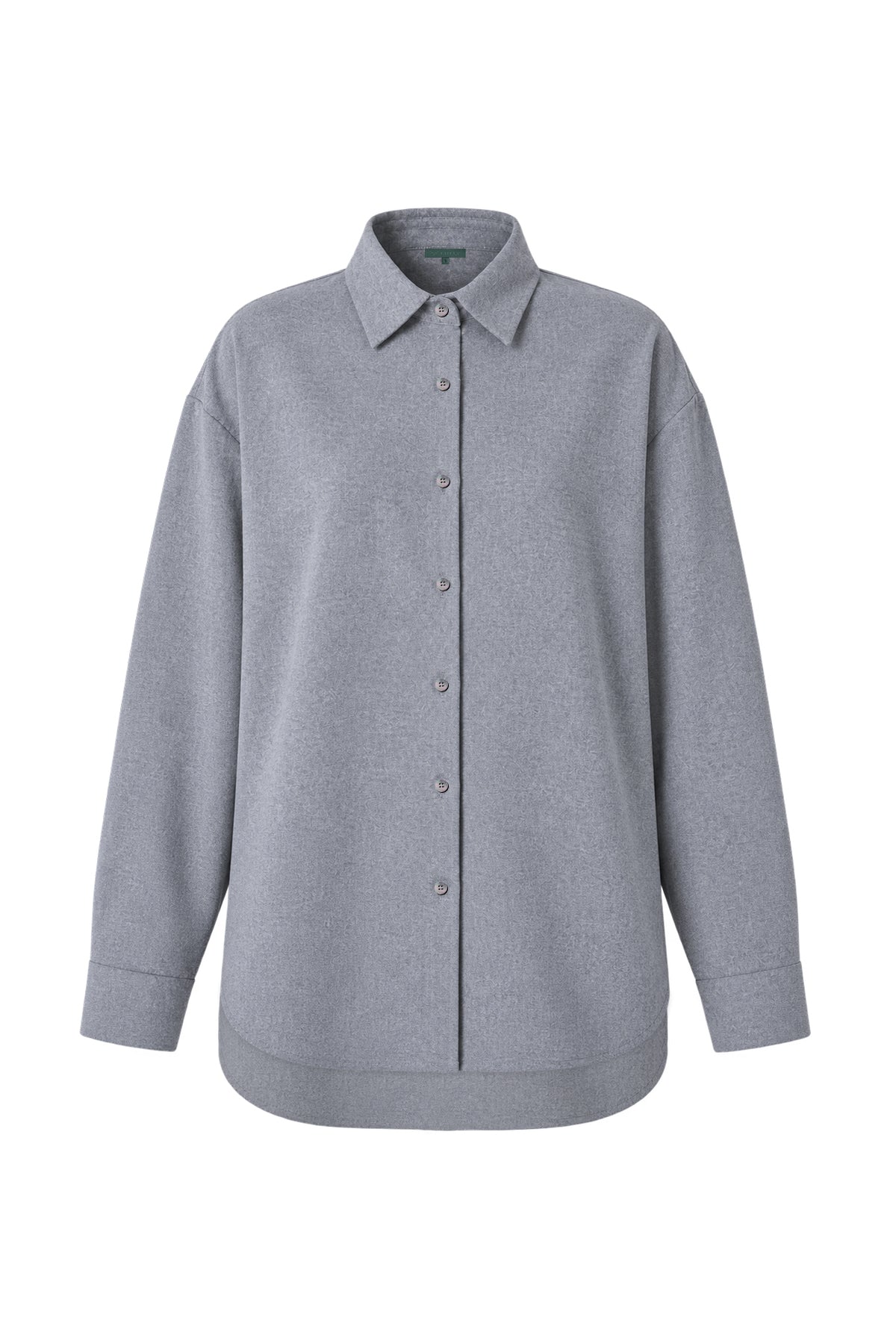 Kadın Koyu Gri Melanj Yün Dokulu Oversize Gömlek-WFWGM0059