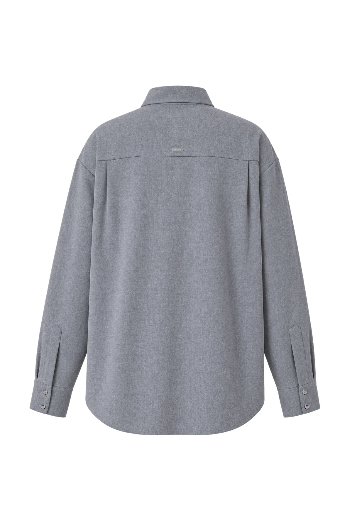 Kadın Koyu Gri Melanj Yün Dokulu Oversize Gömlek-WFWGM0059