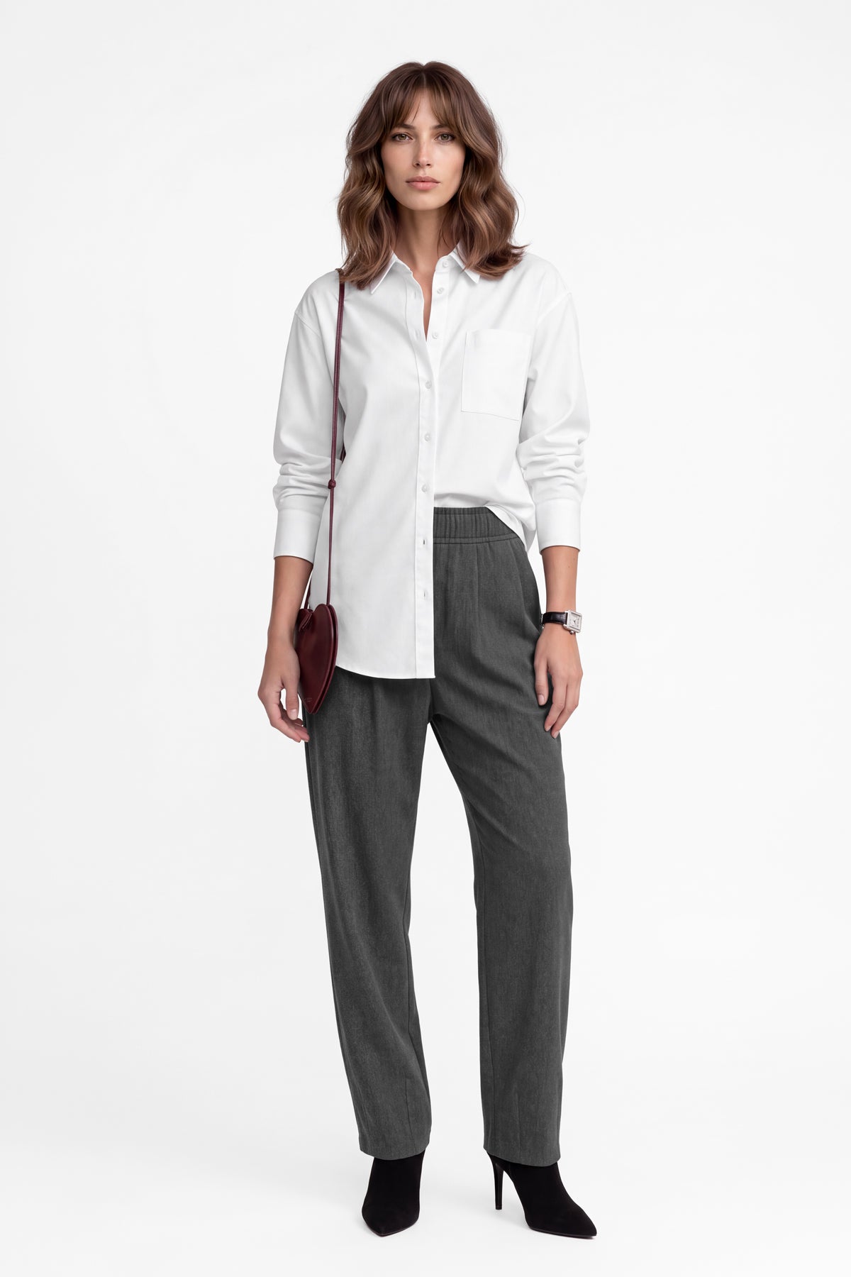Kadın Beyaz Premium Modal Oversize Gömlek-WFWGM0129
