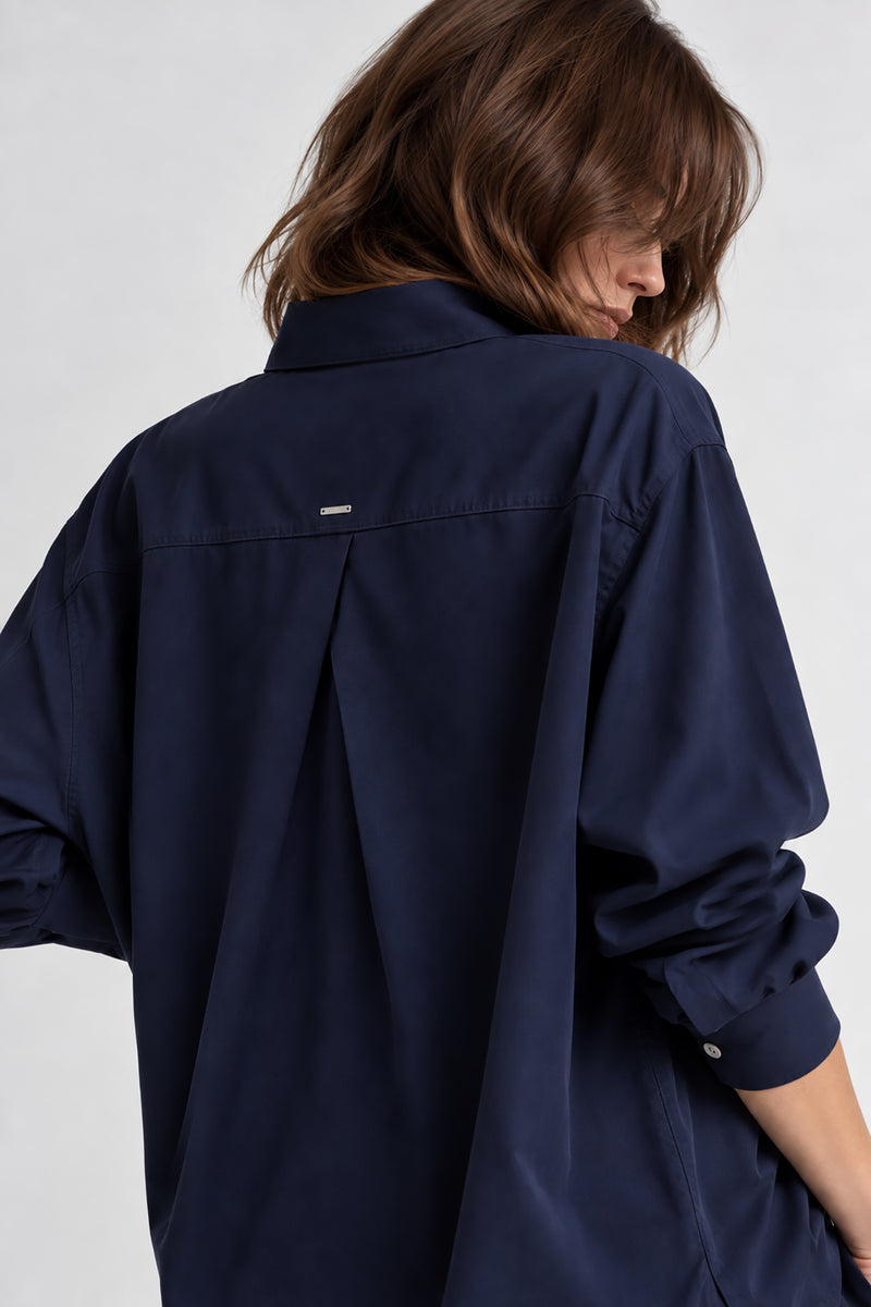 Kadın Lacivert Premium Modal Oversize Gömlek-WFWGM0129