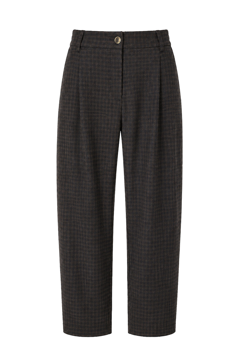 Kadın K. Ekose Yün Dokulu Spor Mom Pantolon-WFWPA0057