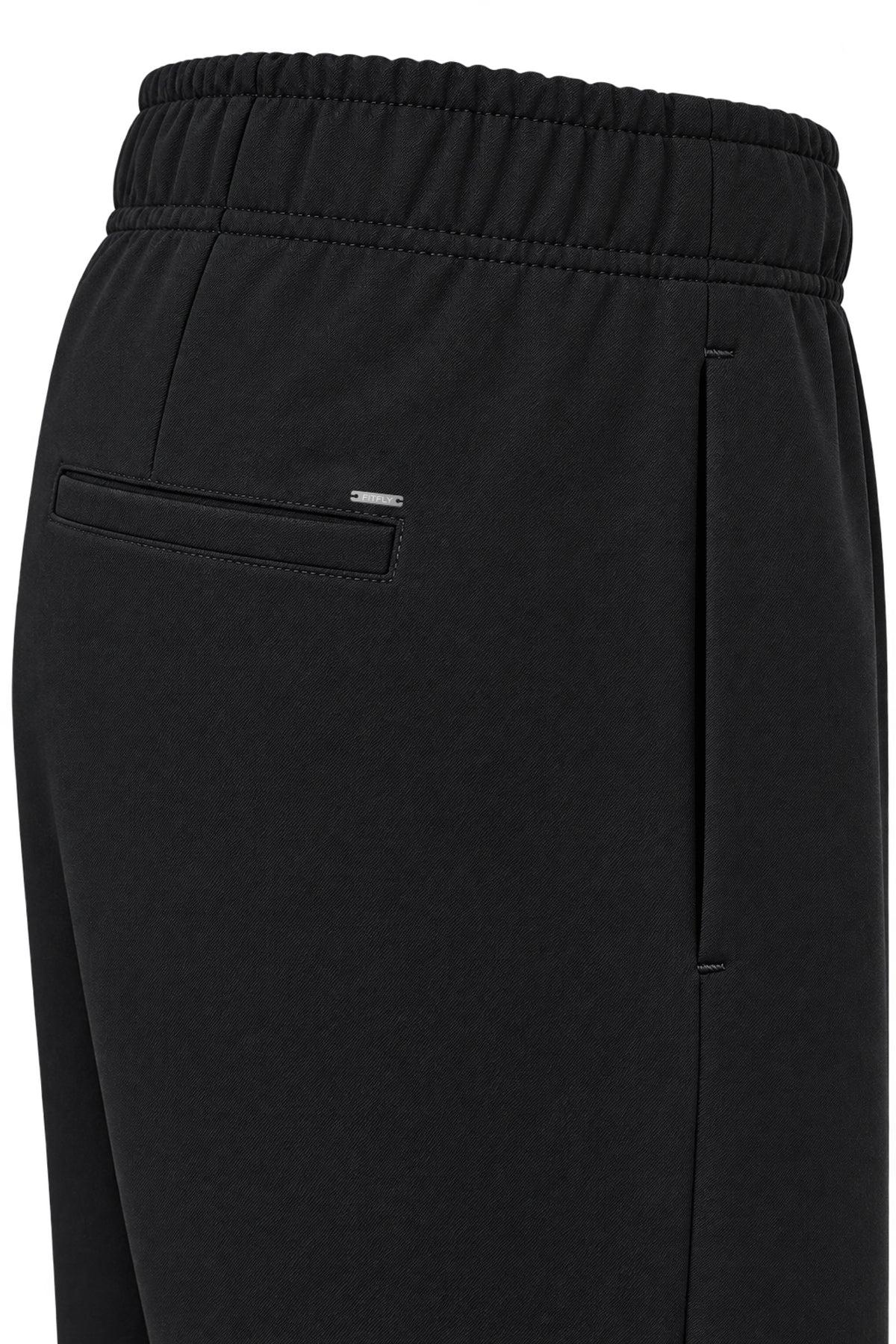 Kadın Siyah Lastikli Bel Barrel Pantolon-WFWPA0062