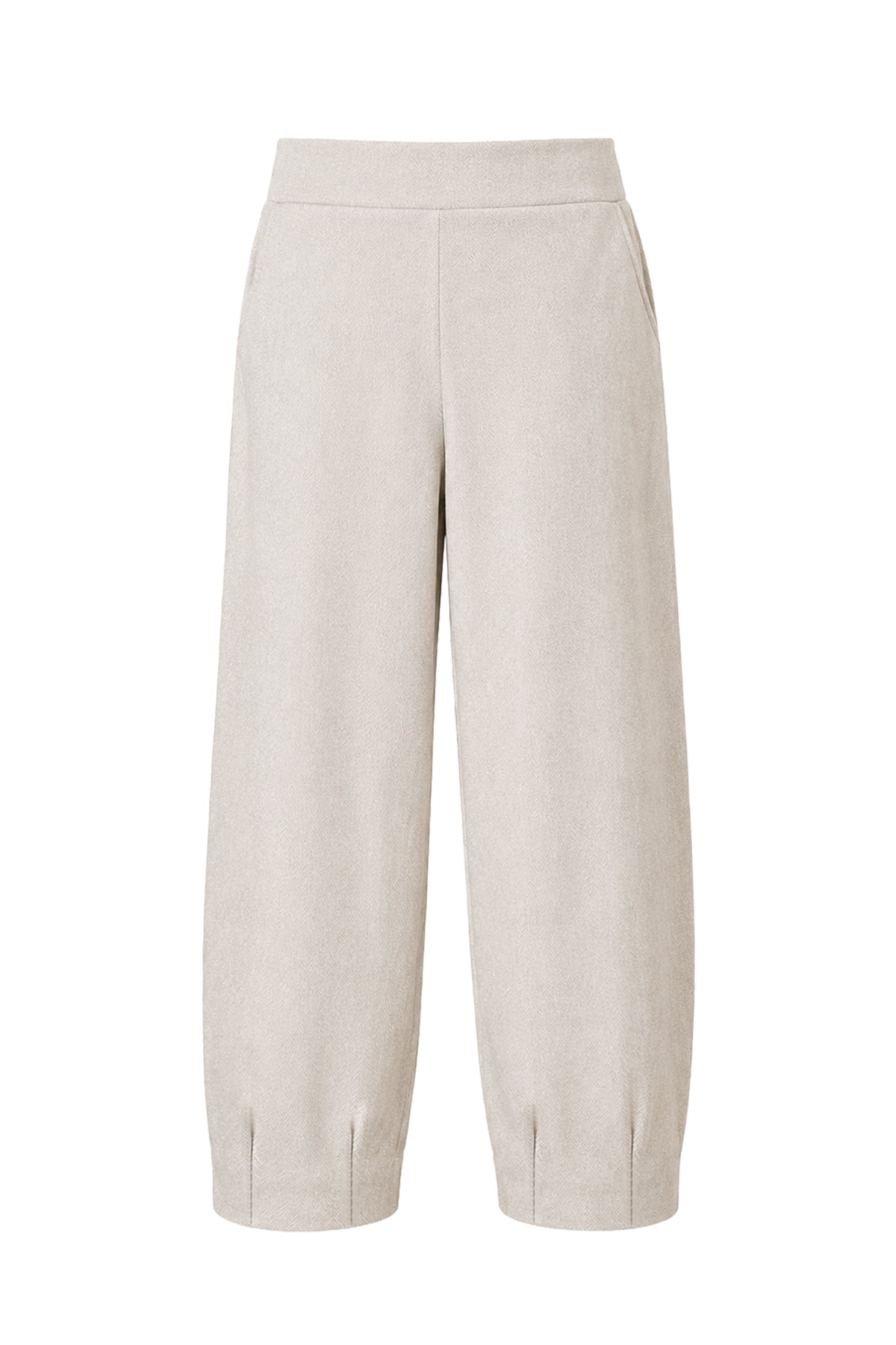 Kadın Krem Denim Görünümlü Mom Pantolon-WFWPA0082