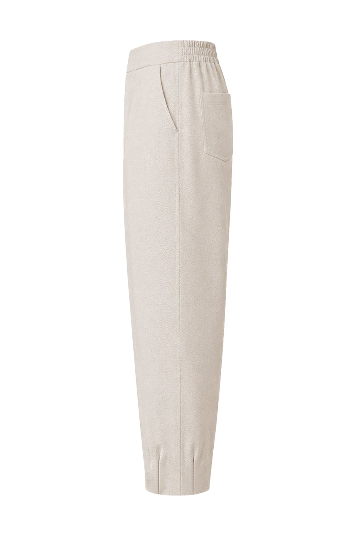 Kadın Krem Denim Görünümlü Mom Pantolon-WFWPA0082