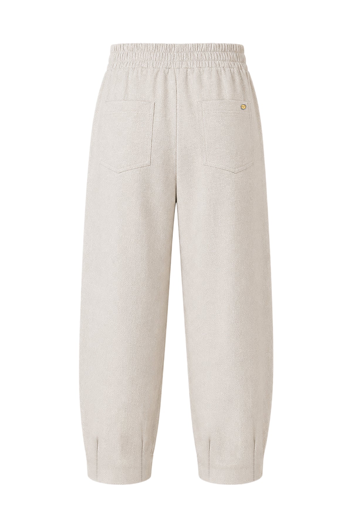 Kadın Krem Denim Görünümlü Mom Pantolon-WFWPA0082