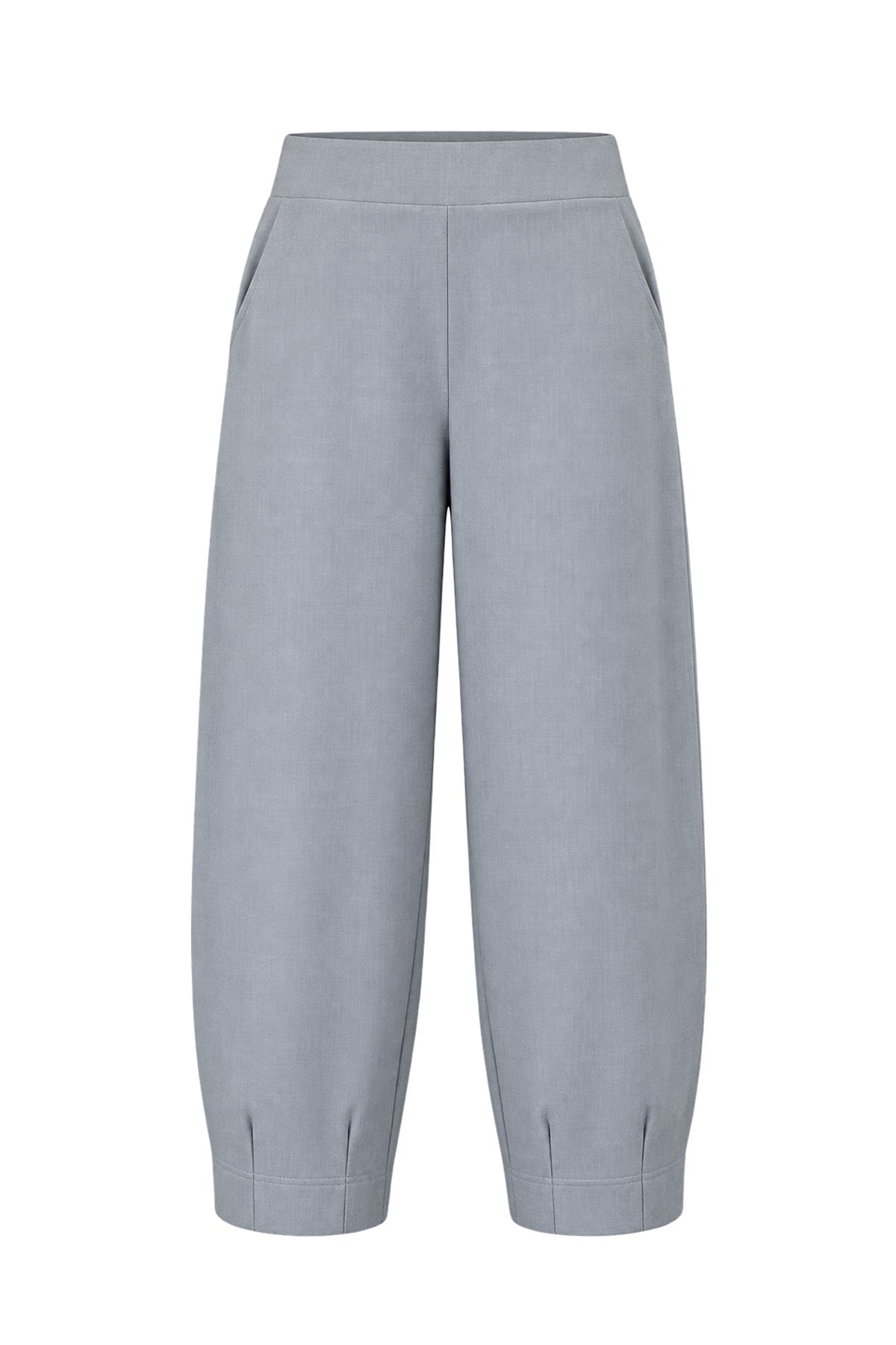 Kadın Gri Denim Görünümlü Mom Pantolon-WFWPA0082