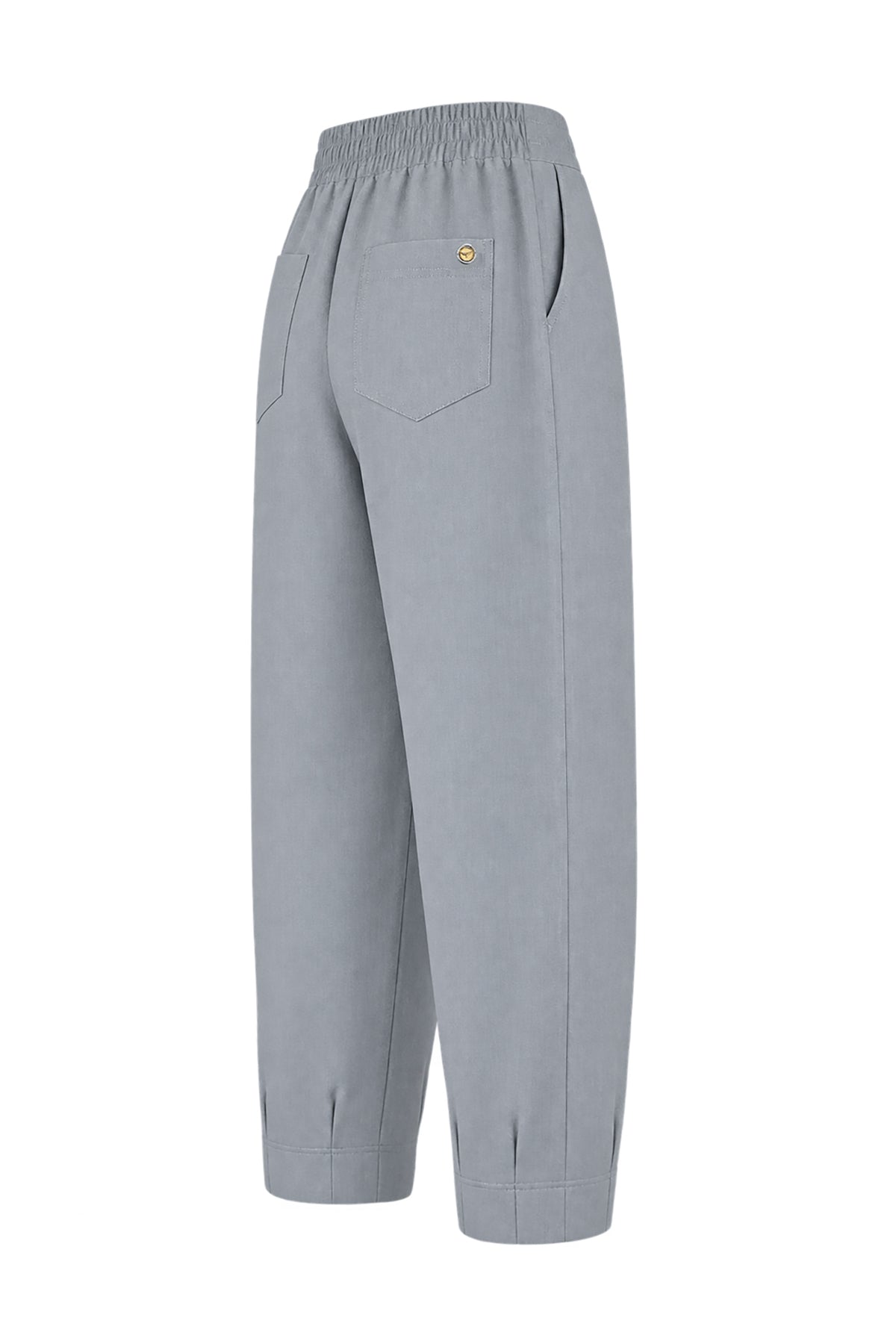 Kadın Gri Denim Görünümlü Mom Pantolon-WFWPA0082