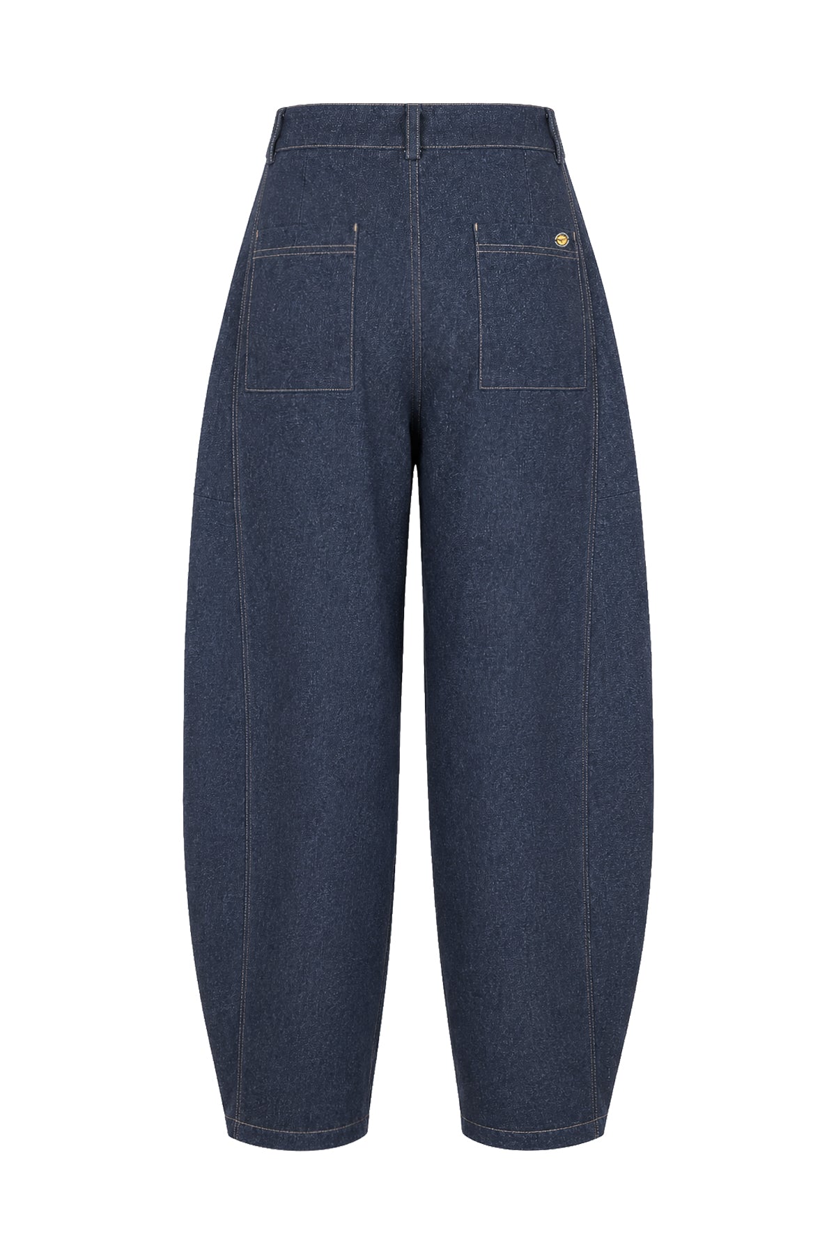 Kadın Mavi Denim Viskon Kot Görünümlü Balon Kesim Pantolon-WFWPA0101