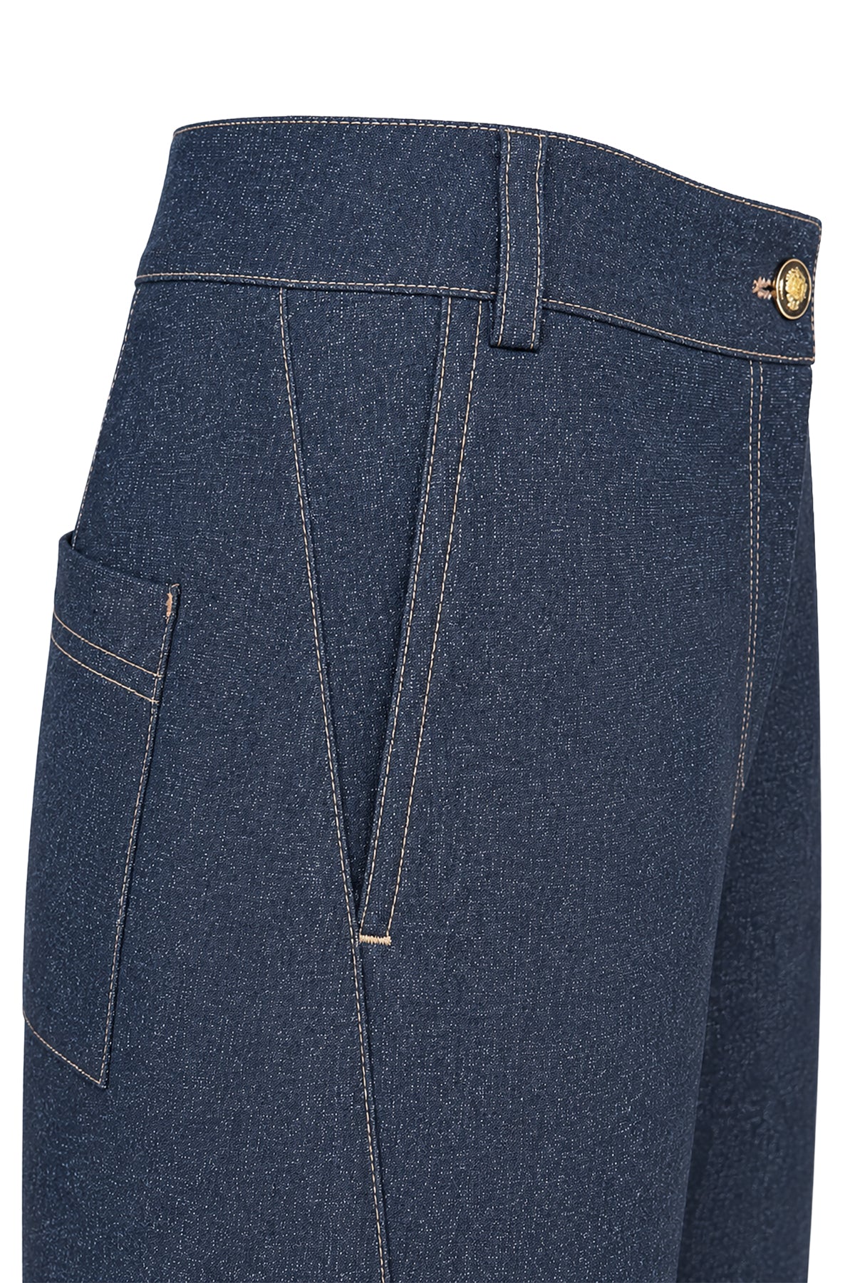 Kadın Mavi Denim Viskon Kot Görünümlü Balon Kesim Pantolon-WFWPA0101