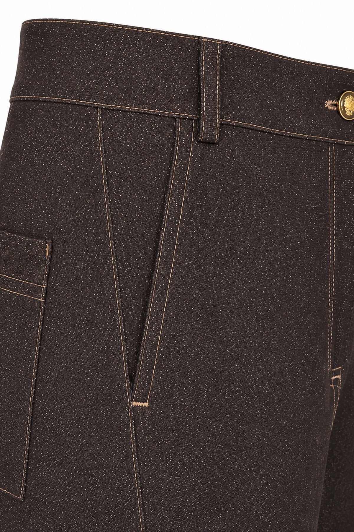 Kadın Kahverengi Denim Viskon Kot Görünümlü Balon Kesim Pantolon-WFWPA0101