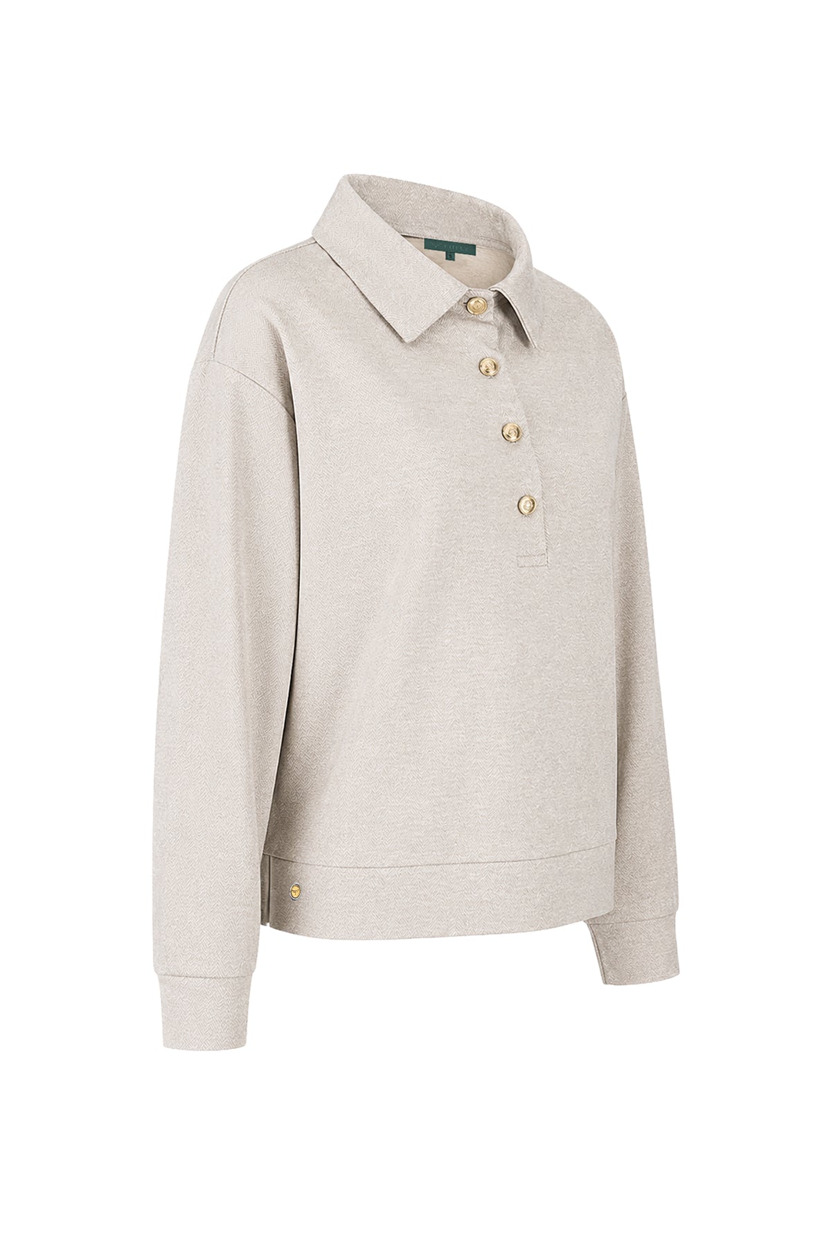 Kadın Krem Pamuklu Polo Yaka Sweatshirt-WFWSW0081