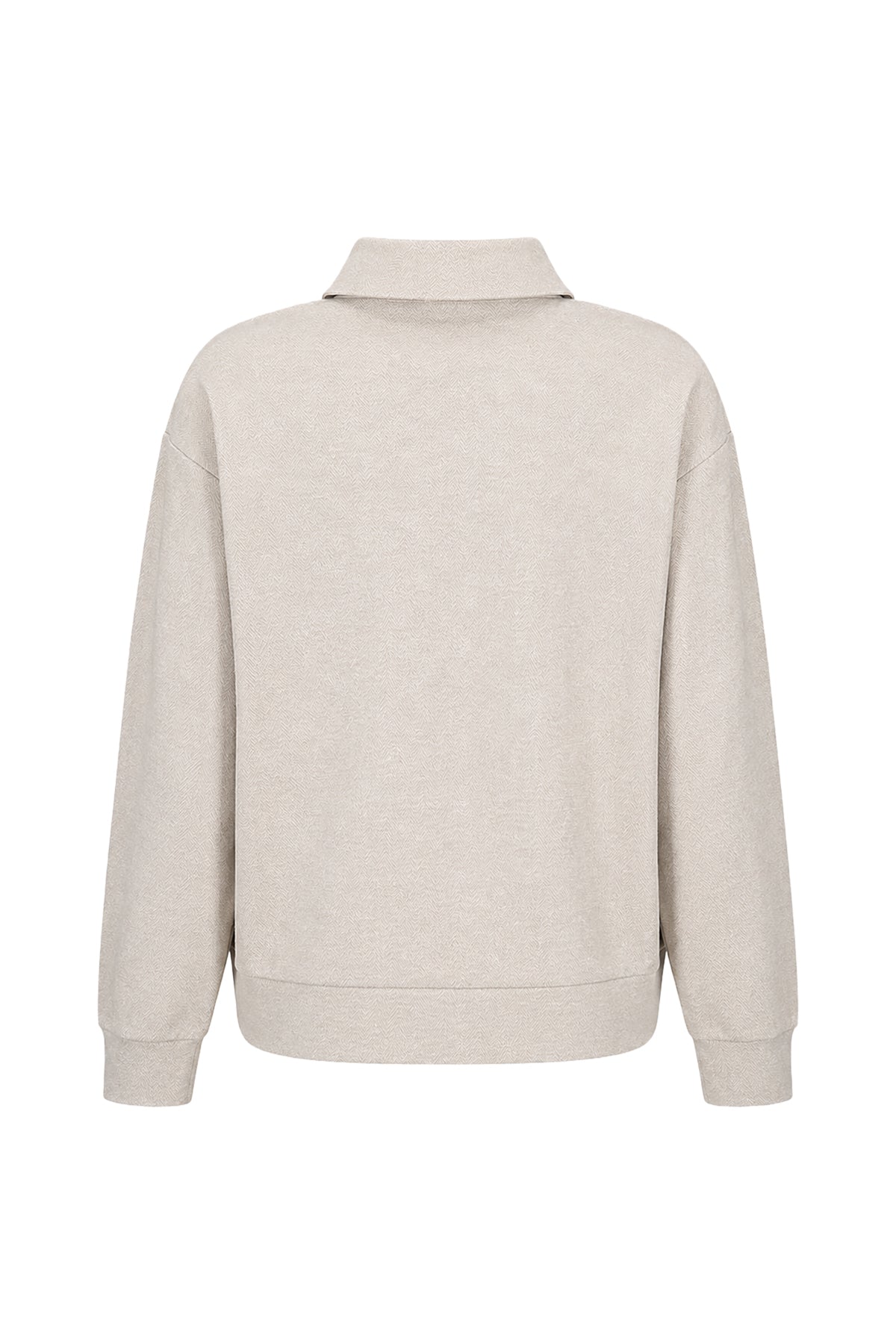 Kadın Krem Pamuklu Polo Yaka Sweatshirt-WFWSW0081