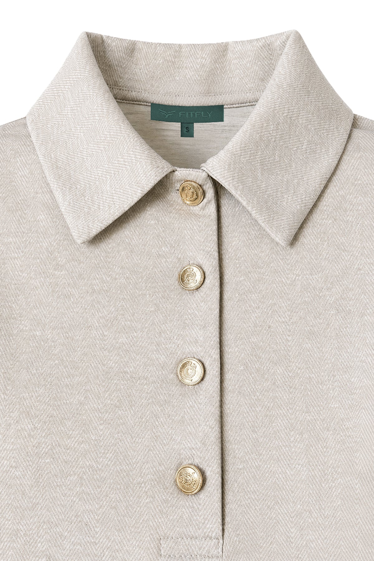Kadın Krem Pamuklu Polo Yaka Sweatshirt-WFWSW0081